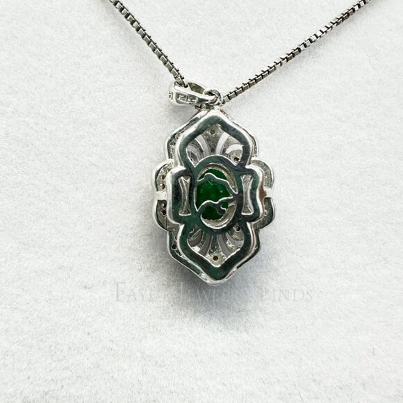 Effy 14k Emerald and Diamond White Gold Pendant - Picture 4 of 6